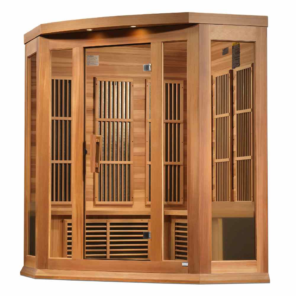 Maxxus 2-3 Person Corner Low EMF FAR Infrared Sauna (Red Cedar) - Image 3