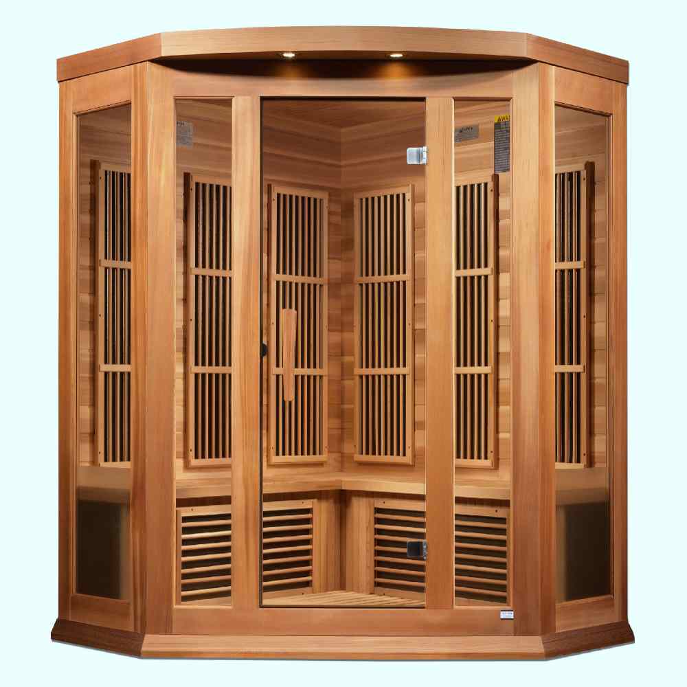 Maxxus 2-3 Person Corner Low EMF FAR Infrared Sauna (Red Cedar) - Image 2