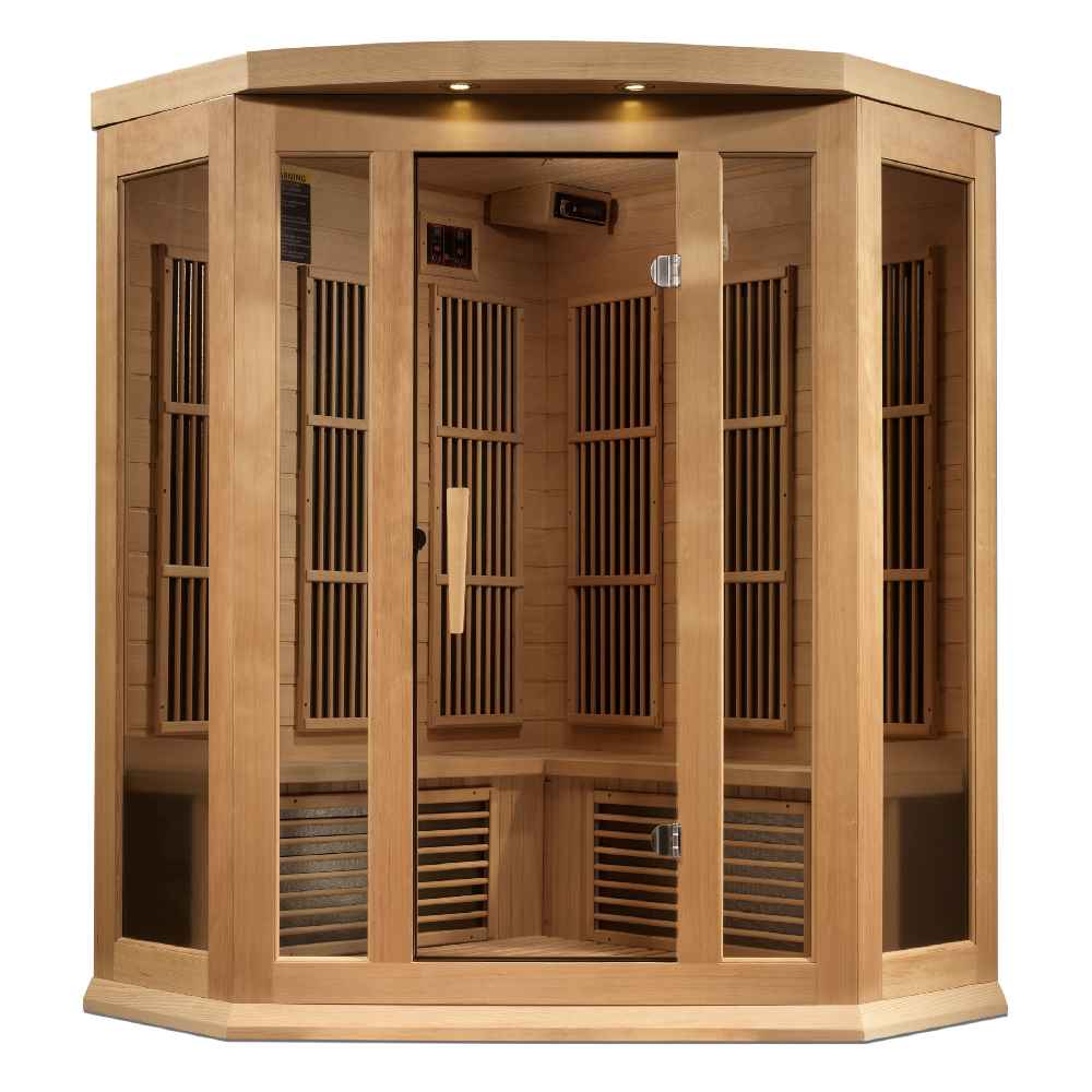 Maxxus 2-3 Person Corner Near Zero EMF FAR Infrared Sauna - Image 2