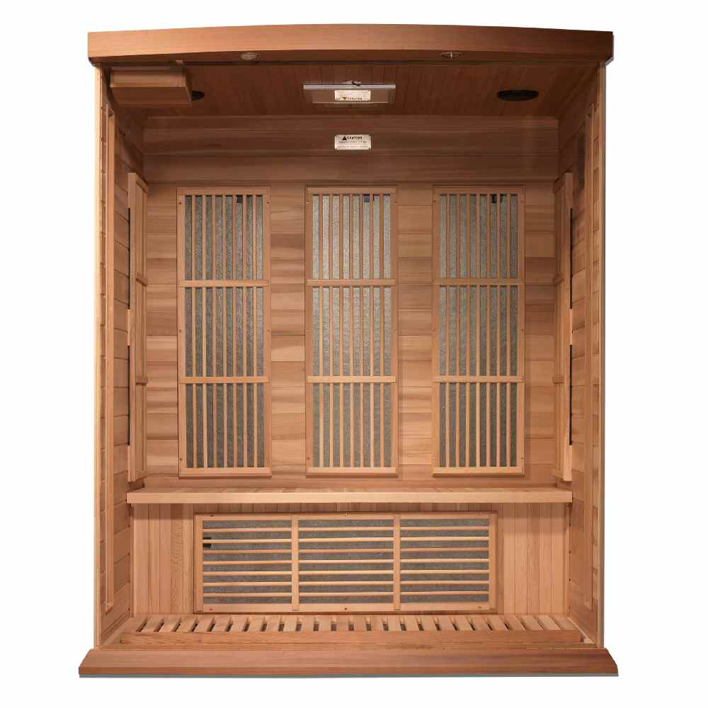 Maxxus Avignon 2-3 Person Corner Near Zero EMF FAR Infrared Sauna (Red Cedar) - Image 4